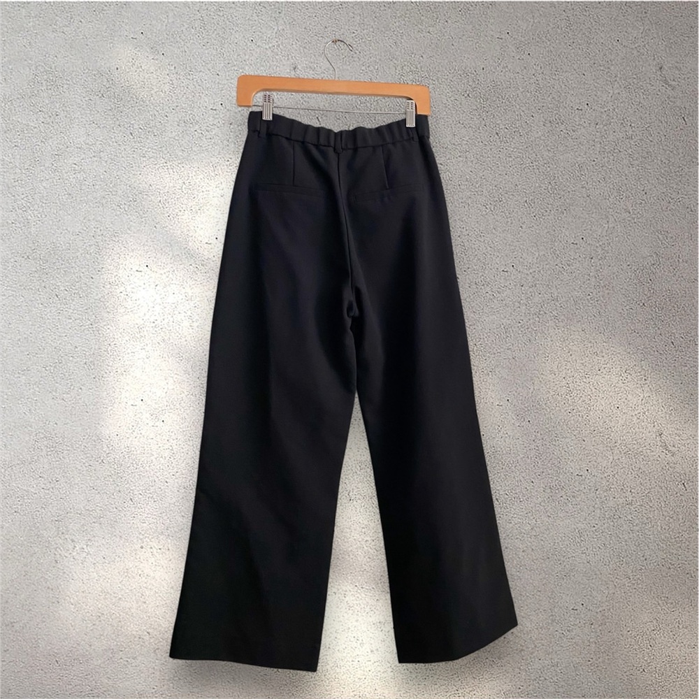 Abercrombie Black Wide Leg Trouser Pants Elastic Minimalist Old Money Relaxed 27 - Picture 6 of 8